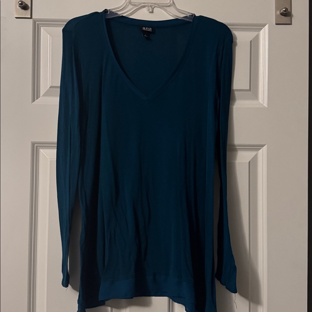 a.n.a Deep Teal V-Neck Top